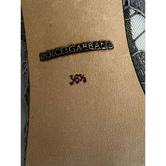 Dolce & Gabbana Taormina Lace Crystal Embellished Pointy Toe Low Heel Pumps 6.5 - Picture 11 of 14